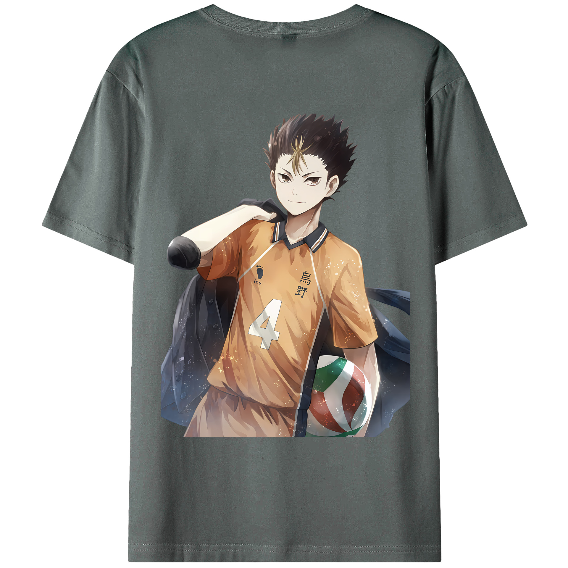 （画像用） ハイキュー!! Haikyu!! 綿100％ メンズ半袖Tシャツ（バックプリント） 通気性